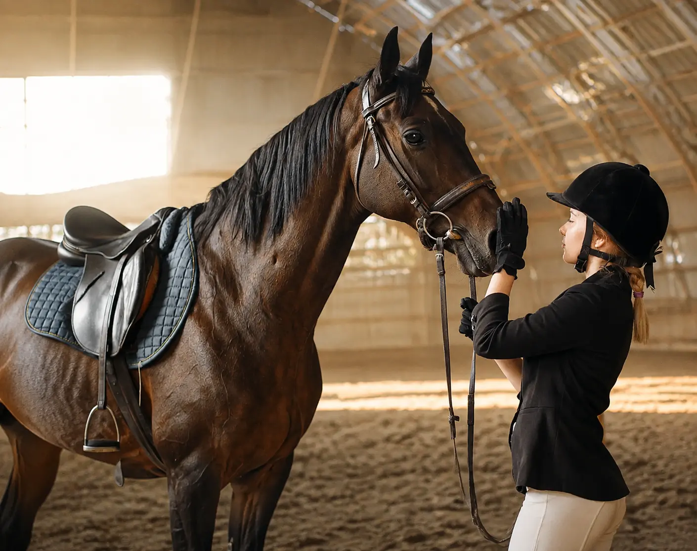 Caballo junto a su cuidadora